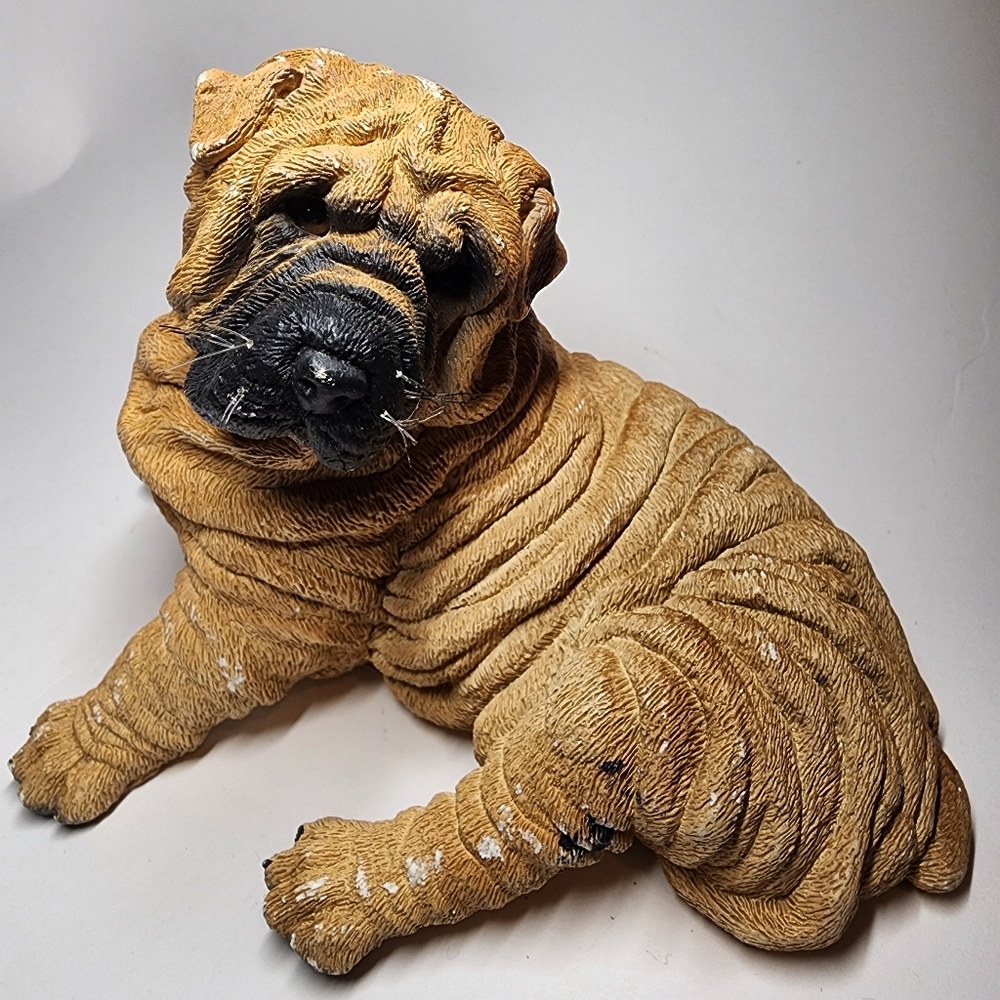 Shar Pei Dog Figurine "Whiskers" By Martha Carey 1987 Vintage Handmade